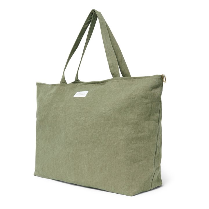 Sac week-end en lin | Vert kaki- Image produit n°2
