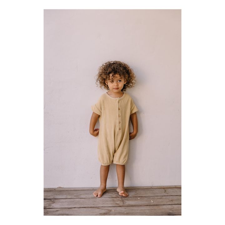 Bebecito Organic Cotton Terry Cloth Romper | Beige- Product image n°1