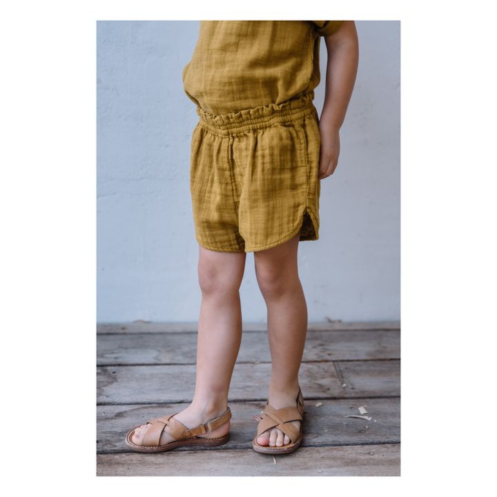 Short Gaze de Coton Bio Georgette Ocre- Image produit n°1