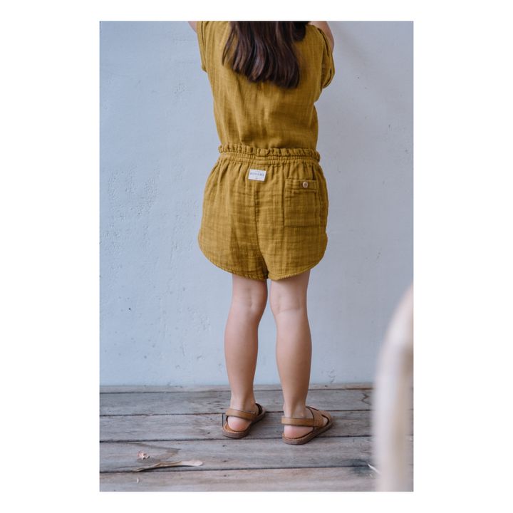 Short Gaze de Coton Bio Georgette Ocre- Image produit n°3