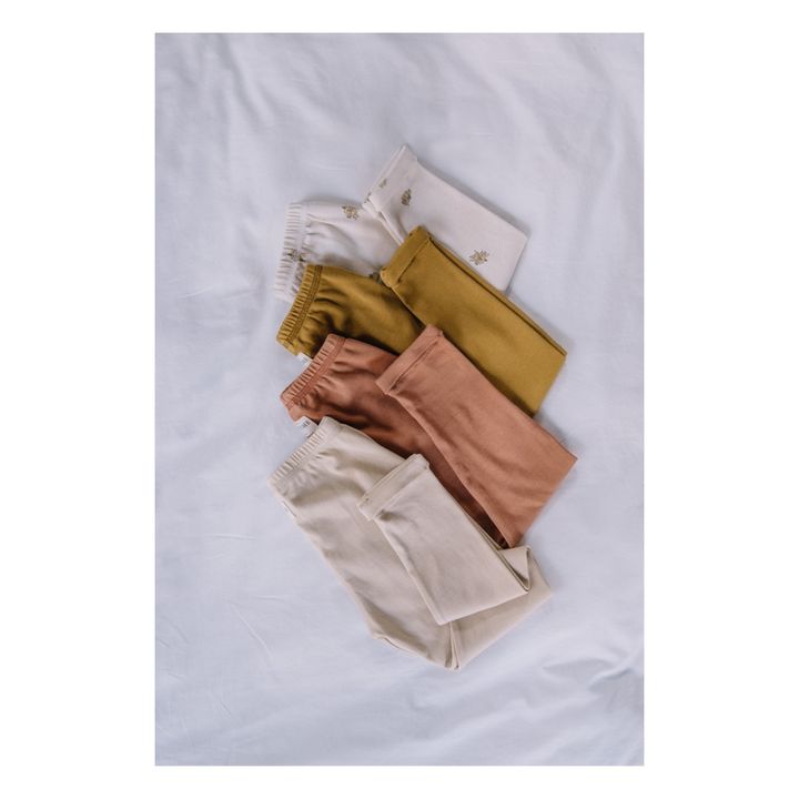 Rom Pom Ribbed Organic Cotton Leggings Ochre- Product image n°1