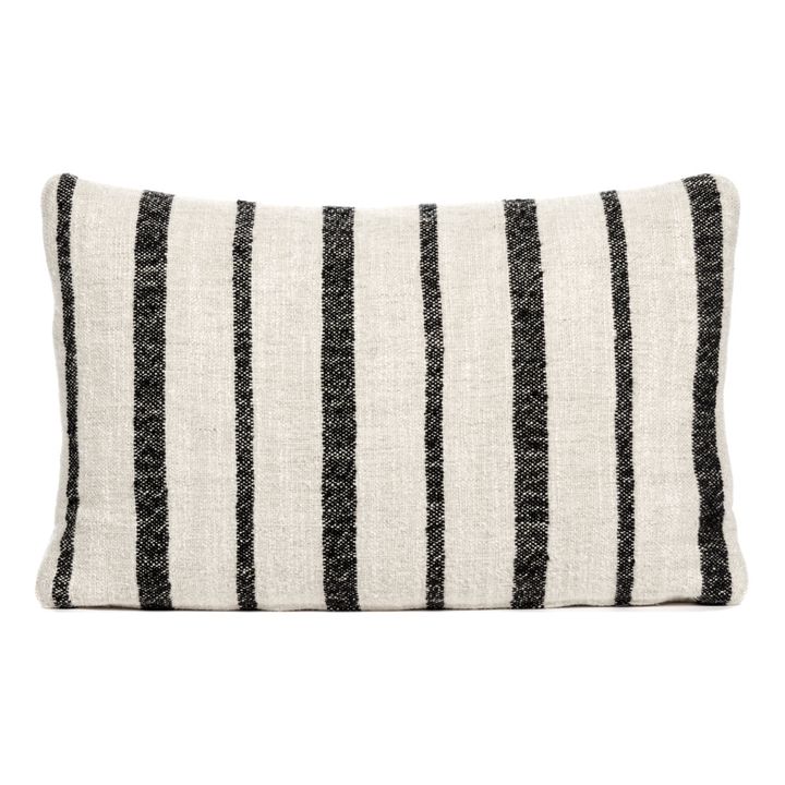 Coussin en lin Rudolph à rayures | Noir- Image produit n°0