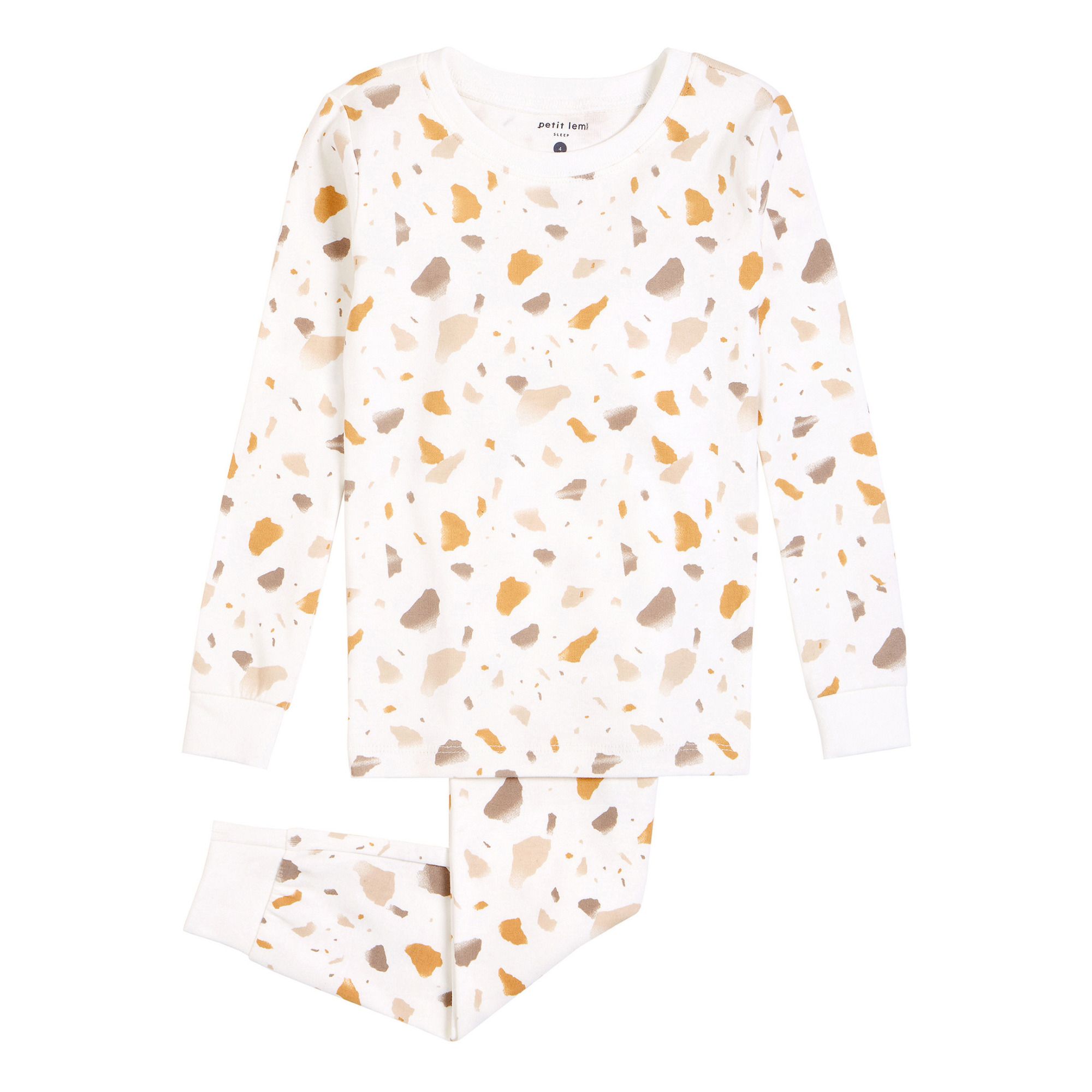Pyjama Long Deux Pièces Imprimé Terrazzo Blanc- Image produit n°0