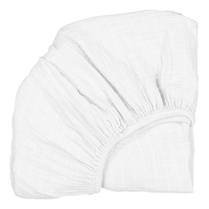 Sábana bajera para la cuna Kimi de algodón orgánico | Blanco- Imagen del producto n°0