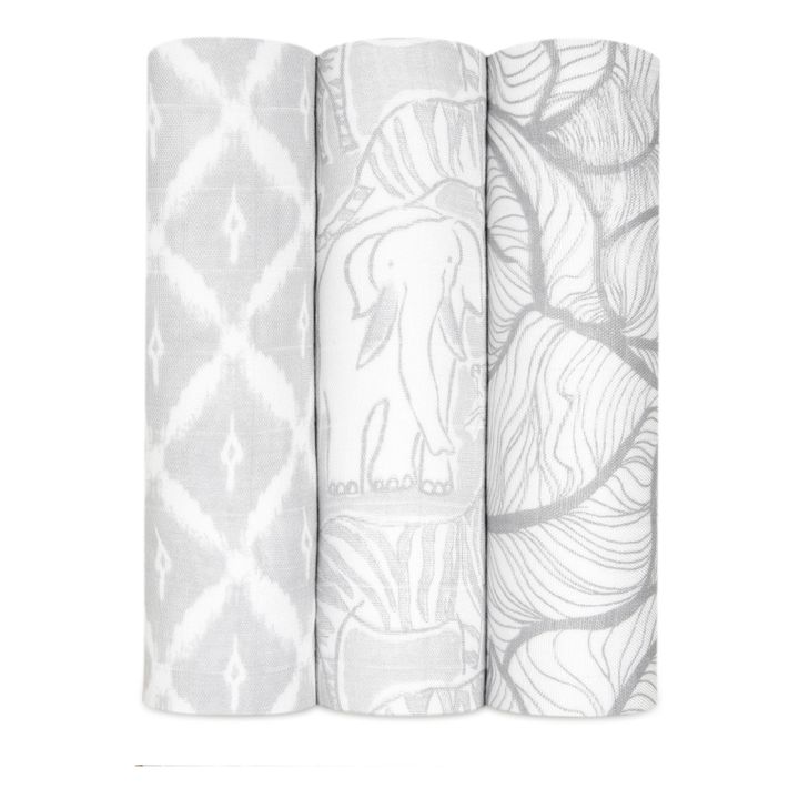 Silky Soft Culture Club Organic Cotton Maxi Swaddling Cloths - Set of 3 | Gris Ratón- Imagen del producto n°0