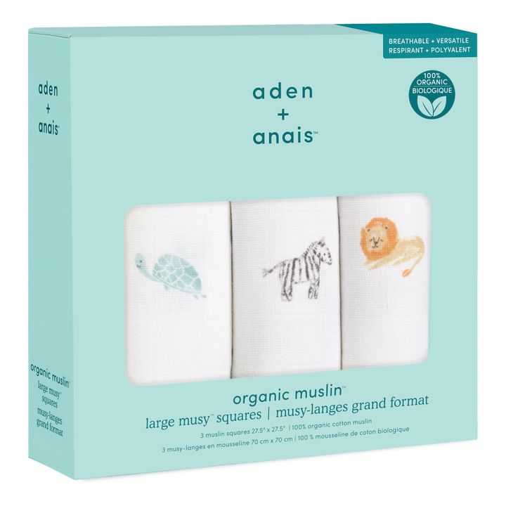 Animal Kingdom Organic Cotton Swaddling Cloths - Set of 3- Imagen del producto n°1