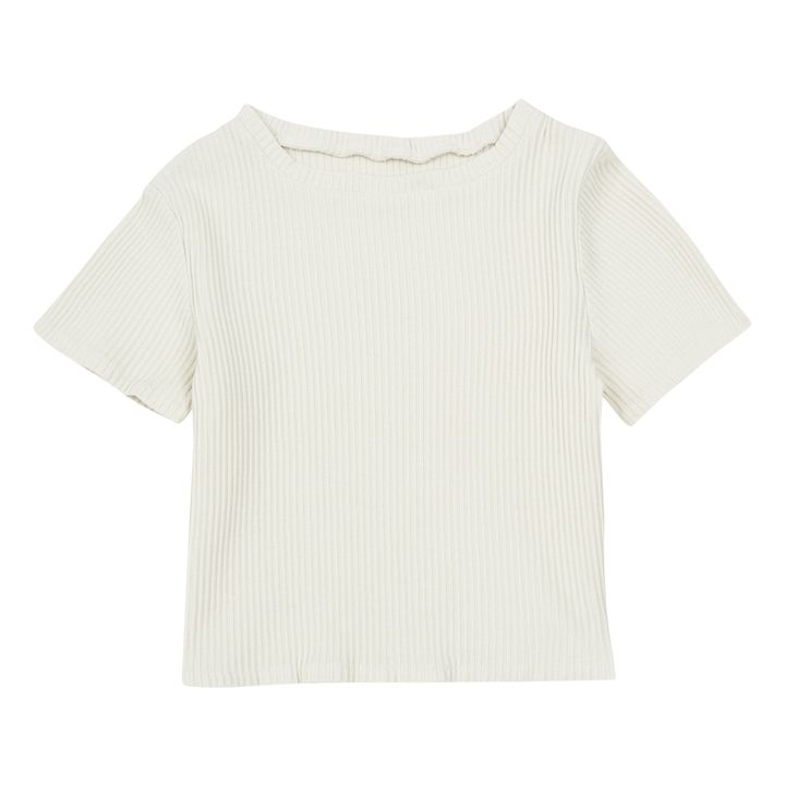 Camiseta algodón orgánico de canalé Bouleau | Blanco Roto- Imagen del producto n°0