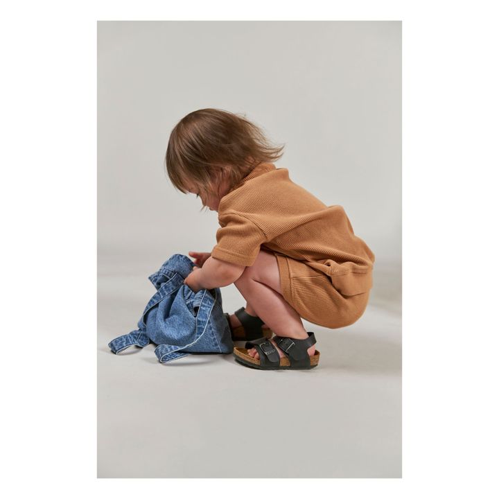 Sudadera de algodón orgánico tejido gofrado Bebé Remo Camel- Imagen del producto n°1