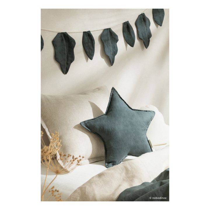 Coussin étoile - Lin Français | Bleu- Image produit n°1