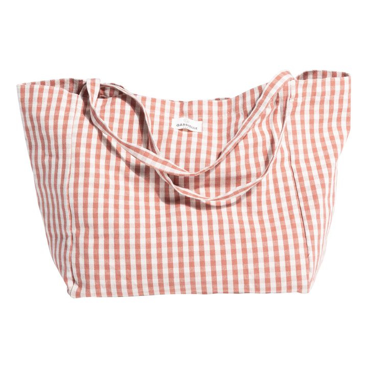 Sac à main en coton imprimé Vichy | Rouge brique- Image produit n°0