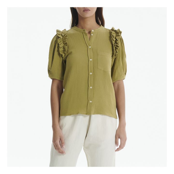Blusa Harriet gasa de algodón Olive- Imagen del producto n°4