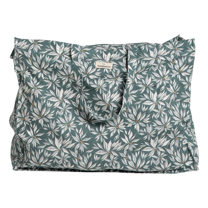 Sac week-end en coton imprimé Palma Vert céladon- Image produit n°0