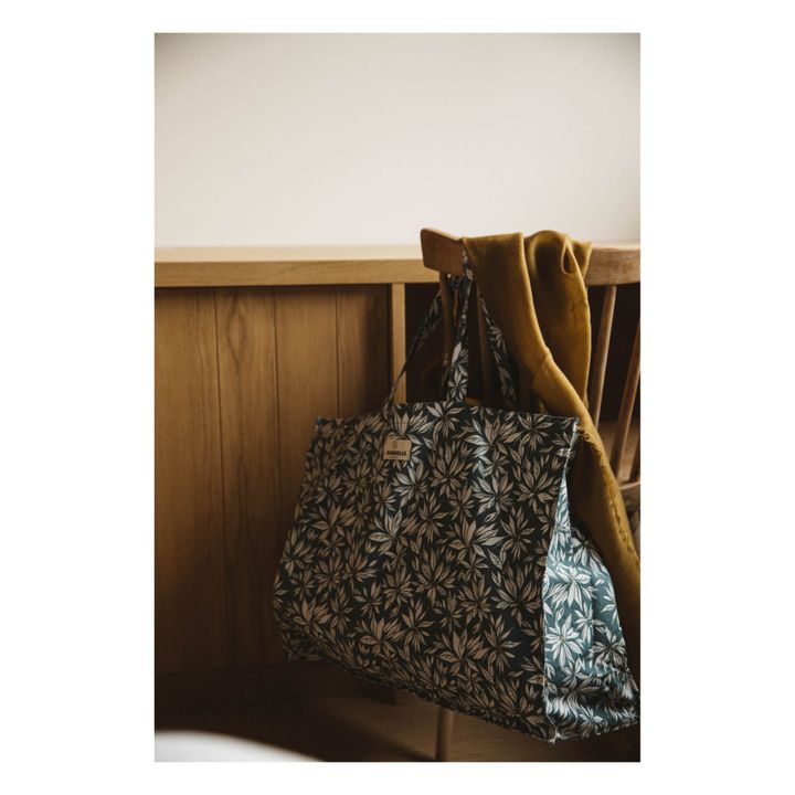Sac week-end en coton imprimé Palma Vert céladon- Image produit n°1