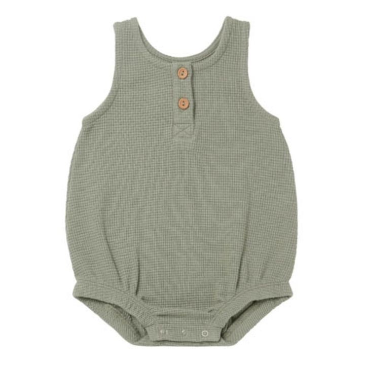 Organic Cotton Waffle Romper | Grey blue- Product image n°0