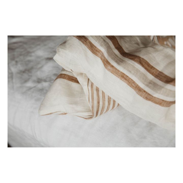Serviettes de table en lin lavé rayé | Café- Image produit n°4
