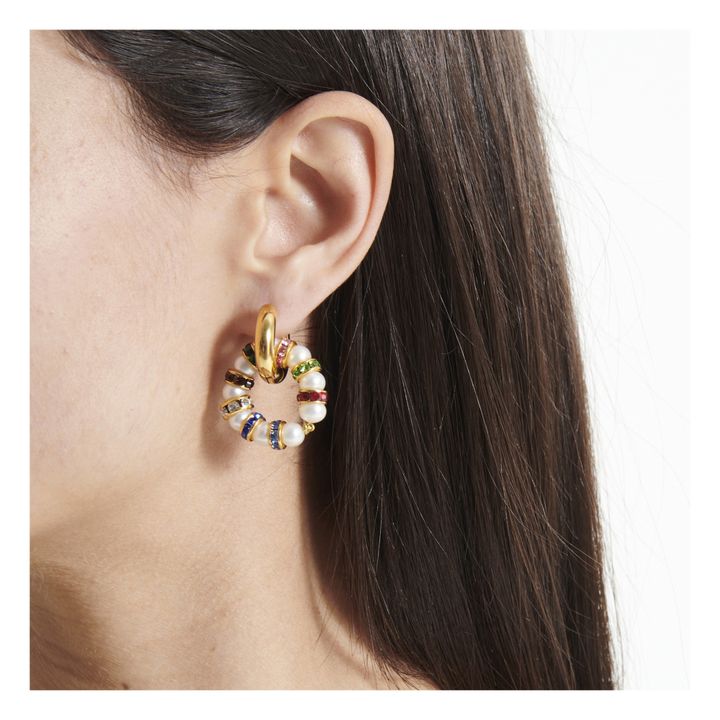 Boucles d'Oreilles Dépareillées Strass et Perles | Multicolore- Image produit n°3