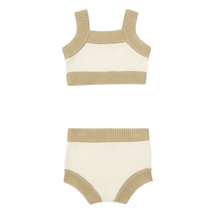 Chunky-Set mit Cropped Top + Mesh-Shorts Gerippt Grünolive- Produktbild Nr. 0
