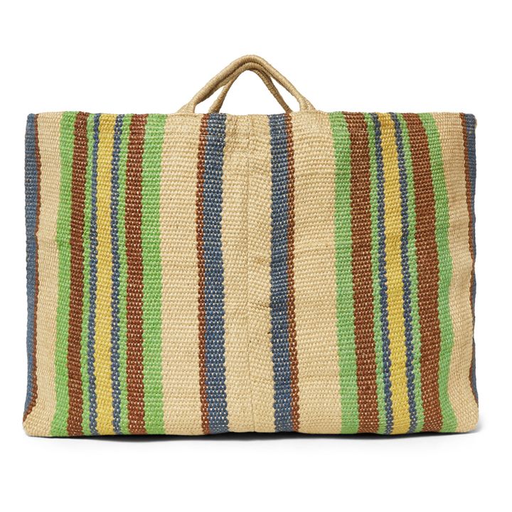 Gestreifte Jute-Tasche Extra Large | Beige- Produktbild Nr. 2