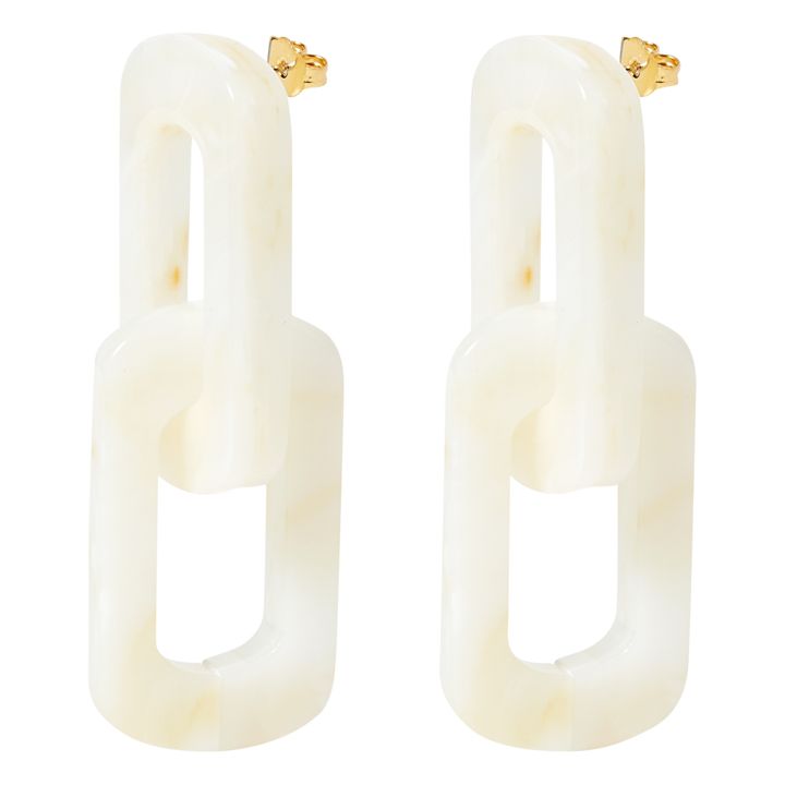 Boucles d'Oreilles Edge Double Marbre Beige- Image produit n°1