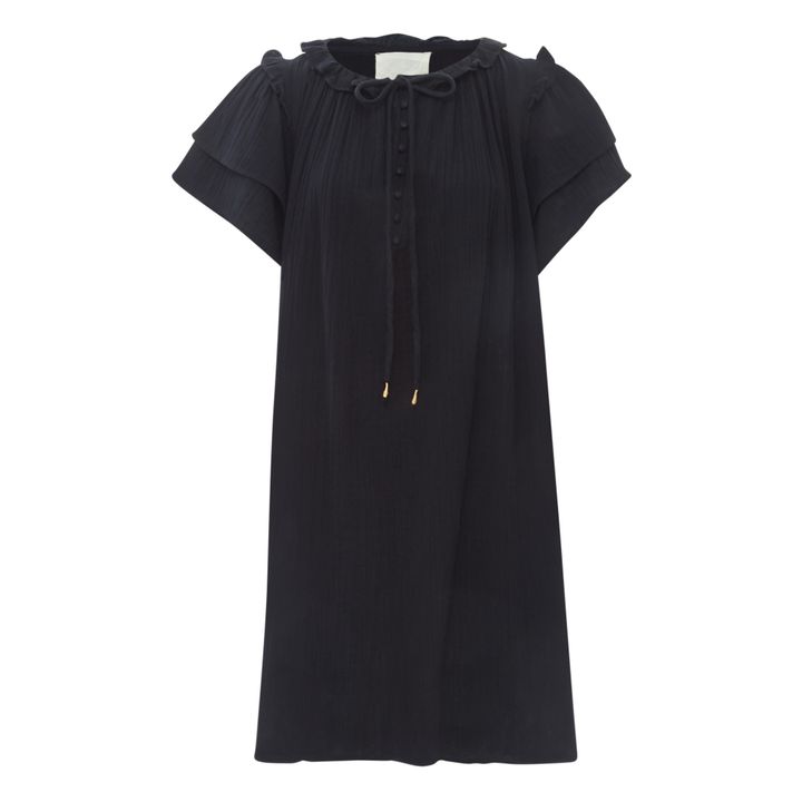 Vestido Kyoto gasa de algodón Negro- Imagen del producto n°0