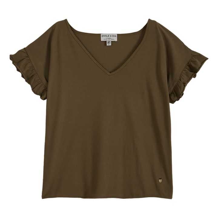 Camiseta de algodón orgánico - Colección Mujer- Verde Kaki- Imagen del producto n°0
