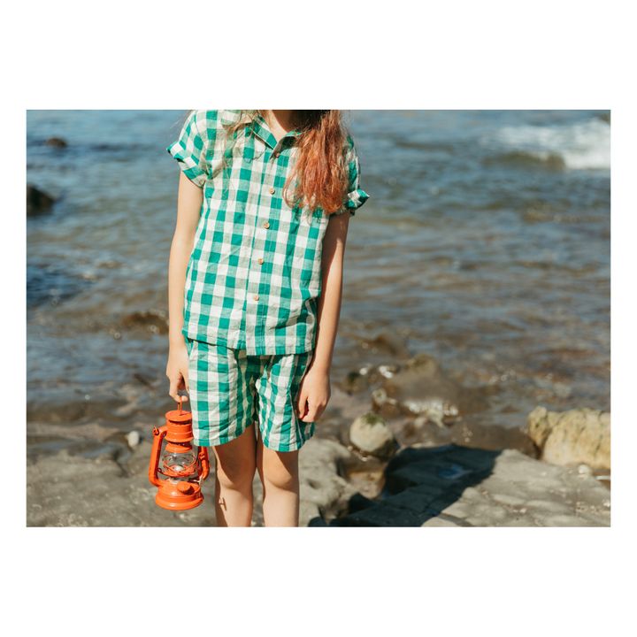 Checked Linen Shorts Grün- Produktbild Nr. 3