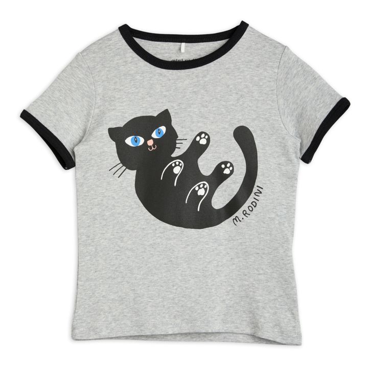 T-shirt Logo Chat Coton Bio Gris- Image produit n°0