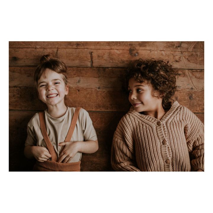 Chunky Organic Cotton Cardigan | Beige- Imagen del producto n°3