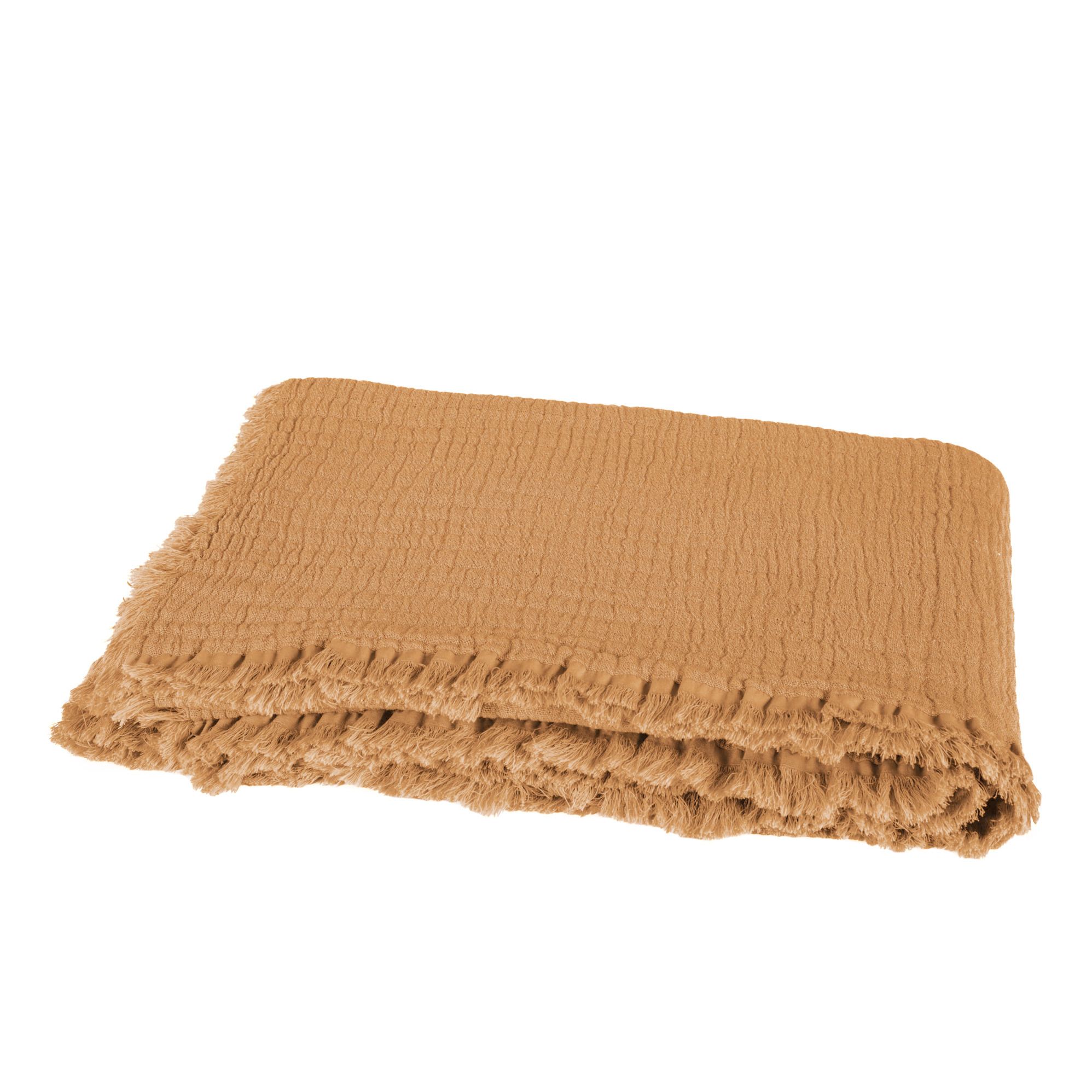 Plaid en gaze de coton Vanly | Caramel- Image produit n°0