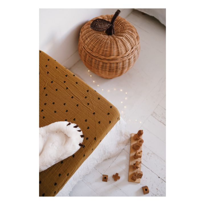 Drap-housse Olivia Cœurs Brun roux- Image produit n°2