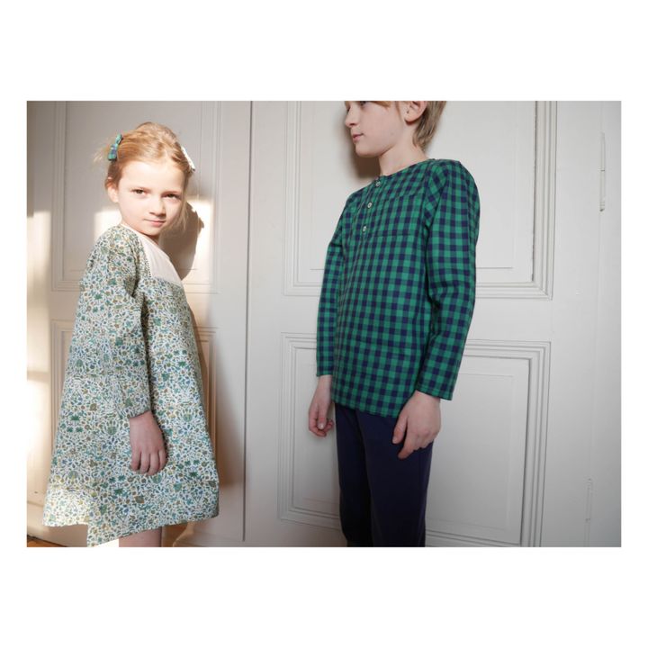Gingham Kurta Shirt | Green- Product image n°1