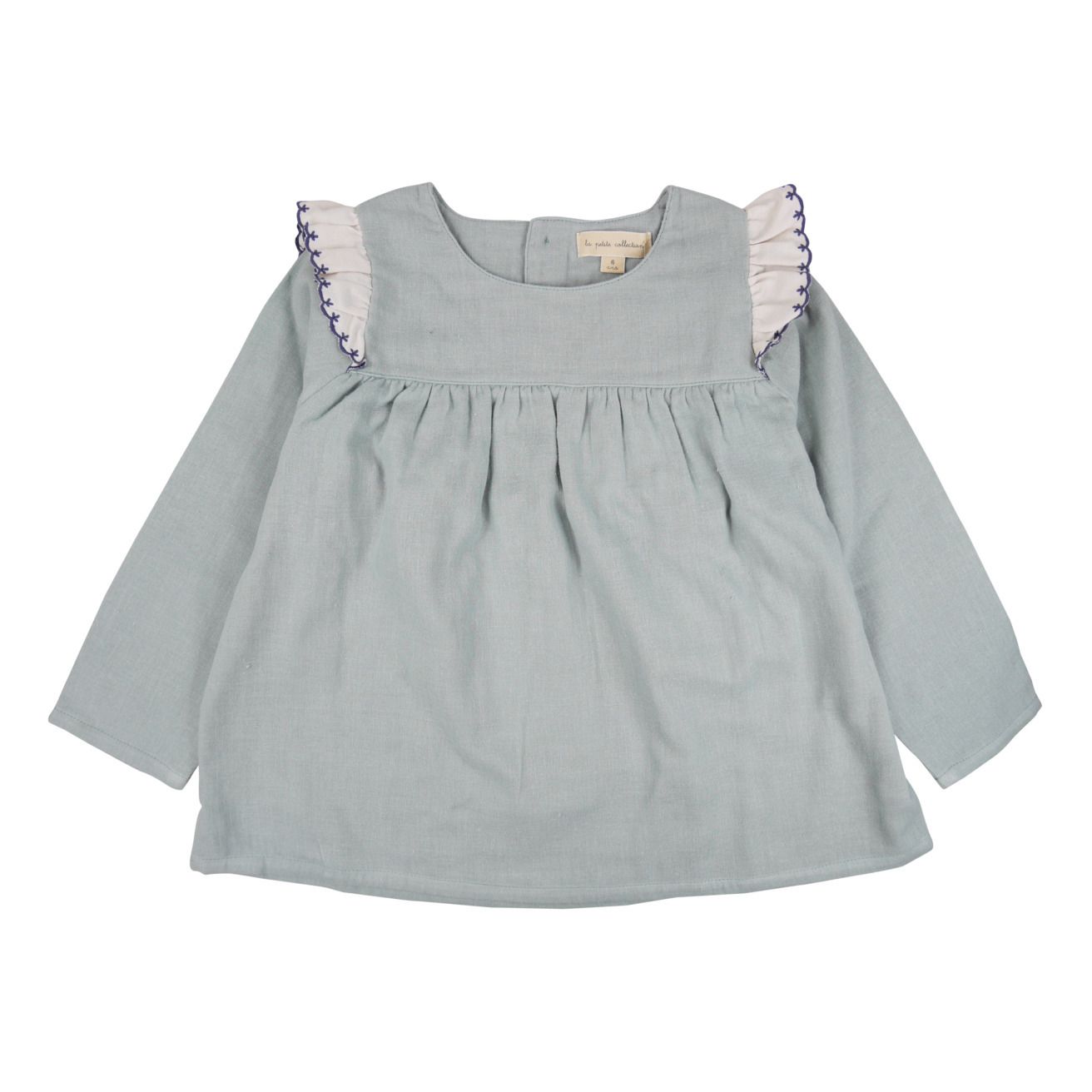 Blusa Gasa de algodón orgánico Flounce | Azul verde- Imagen del producto n°0