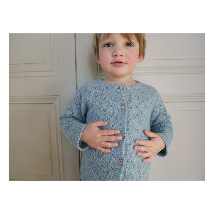 Losange Recycled Wool Cardigan | Marled blue- Product image n°0