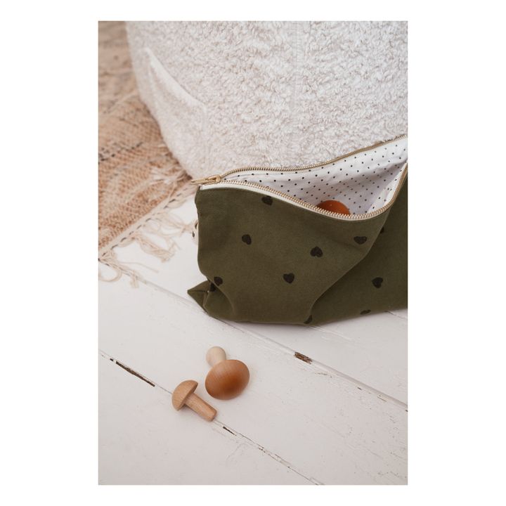 Pochette Lili Cœurs | Vert kaki- Image produit n°1