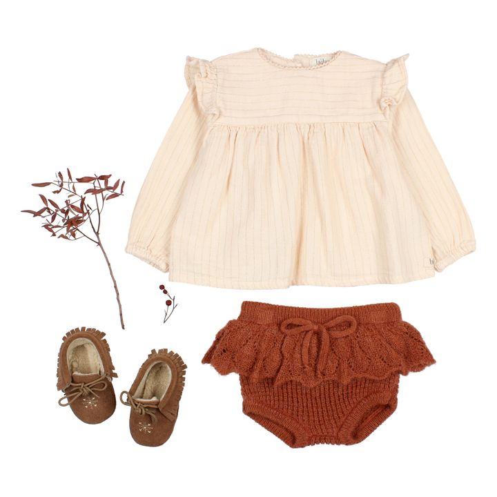 Sparkly Cotton Muslin Blouse Ecru- Product image n°1