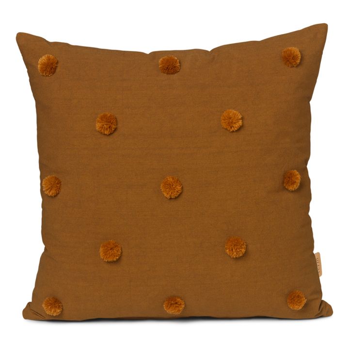 Coussin tufté à pois | Jaune moutarde- Image produit n°0