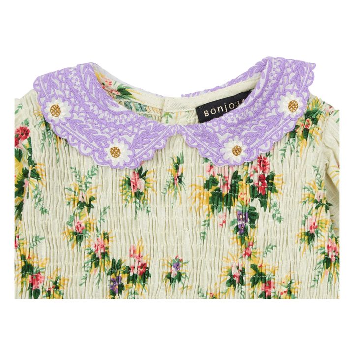 Blouse Fleurie Col Brodé | Ecru- Image produit n°3