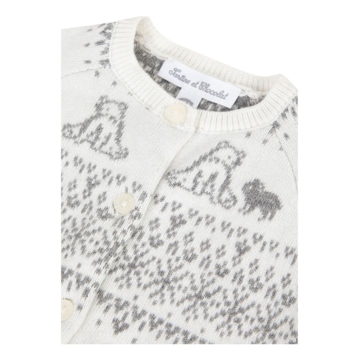 Cardigan Coton et Cachemire Jacquard Ecru- Image produit n°4