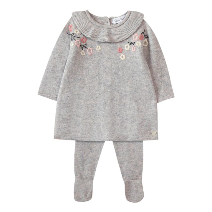 Vestido bordado + Leggings de lana | Gris Jaspeado- Imagen del producto n°0