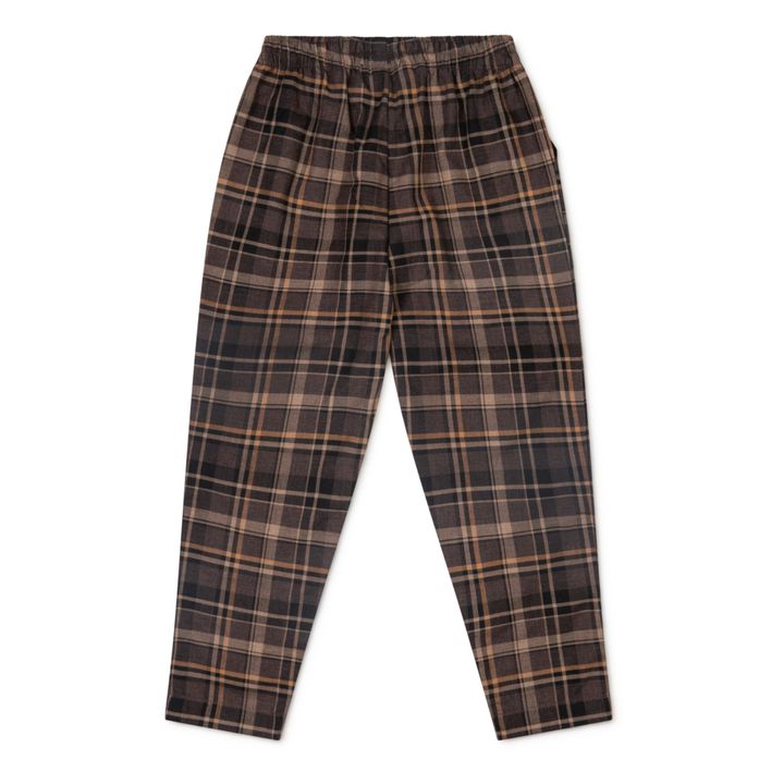 Pantalon Flanelle Coton Bio Carreaux Lio | Chocolat- Image produit n°5