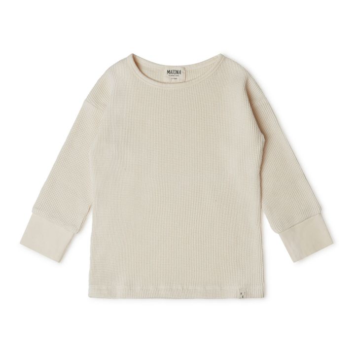 Organic Waffle Cotton T-shirt | Ecru- Product image n°0