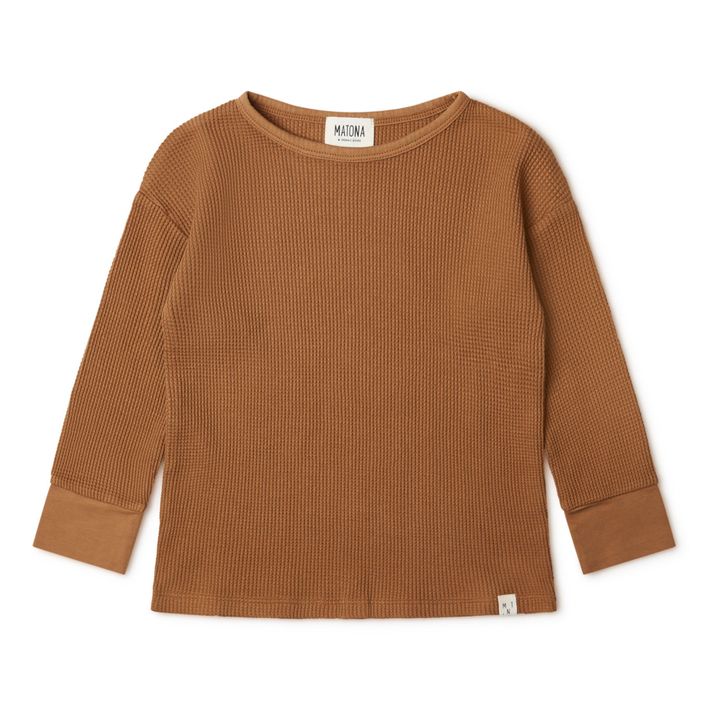 Organic Waffle Cotton T-shirt | Camel- Product image n°0