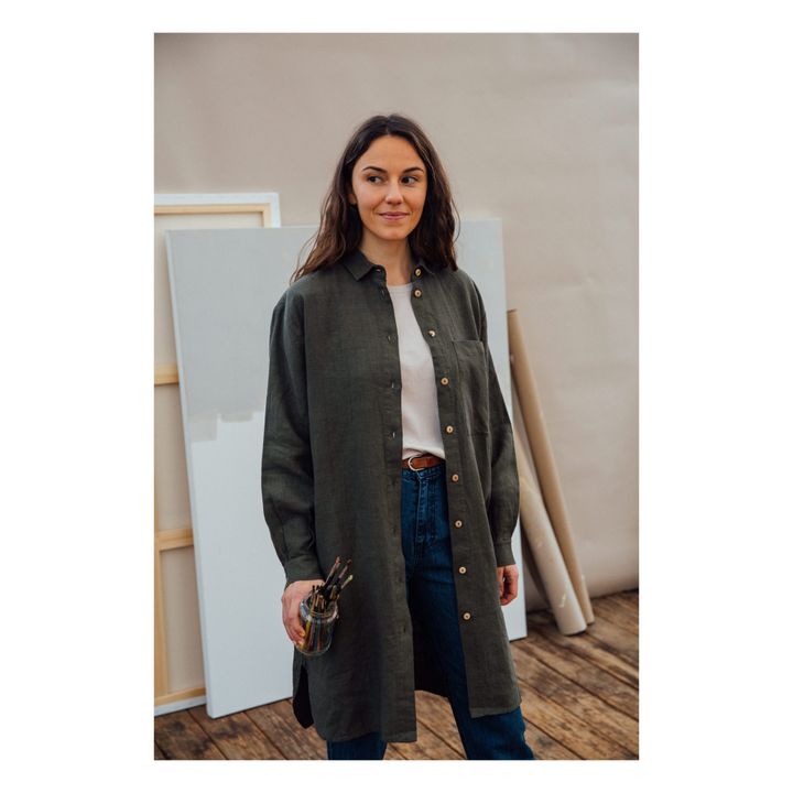 Pepi Linen Dress - Women’s Collection | Verde Oscuro- Imagen del producto n°4