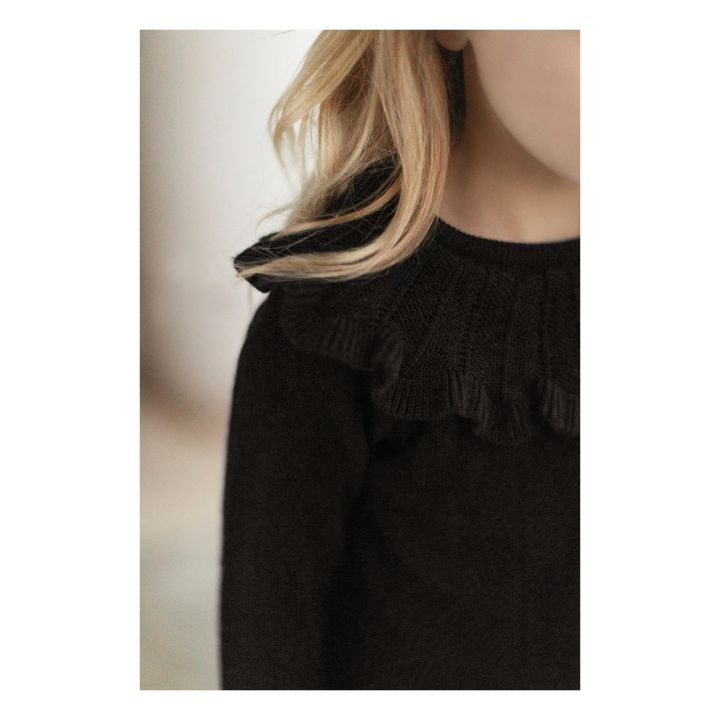 Pullover aus Wolle und Kaschmir mit Raffung | Schwarz- Produktbild Nr. 1