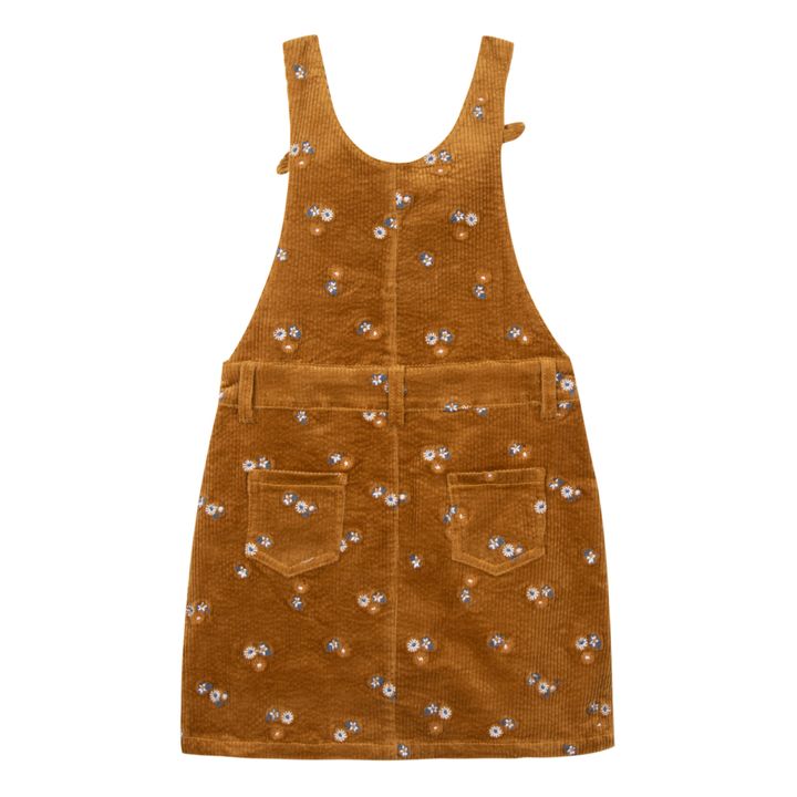 Robe Salopette Velours Côtelé Brodée Ocre- Image produit n°1