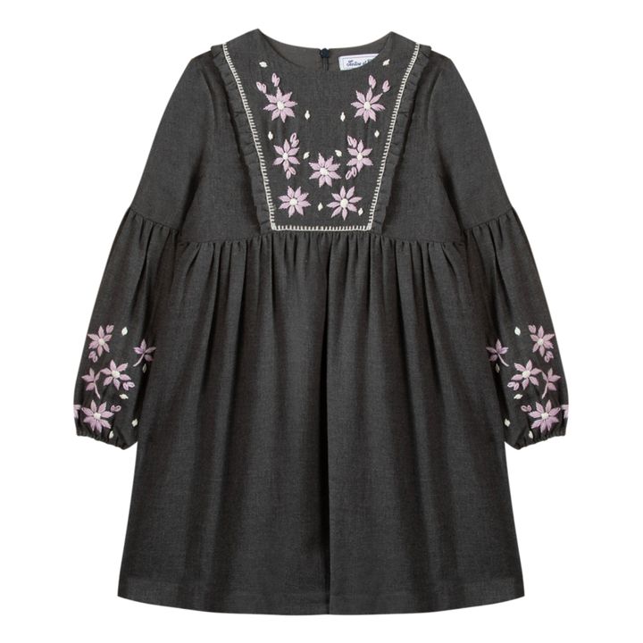 Embroidered Dress | Charcoal grey- Product image n°0