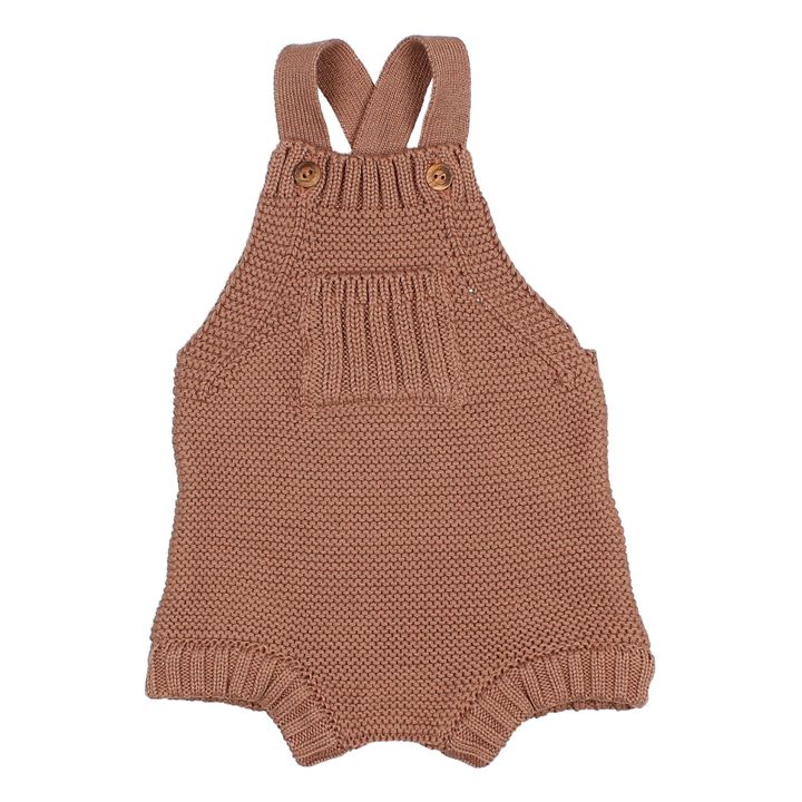 Knitted Organic Cotton Romper Caramel- Product image n°0