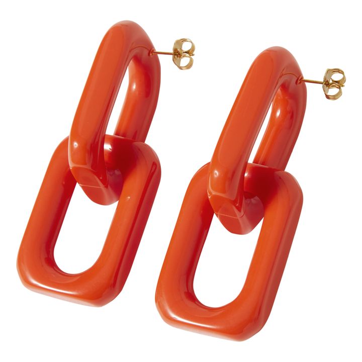 Squared Double Earrings Orange- Product image n°1
