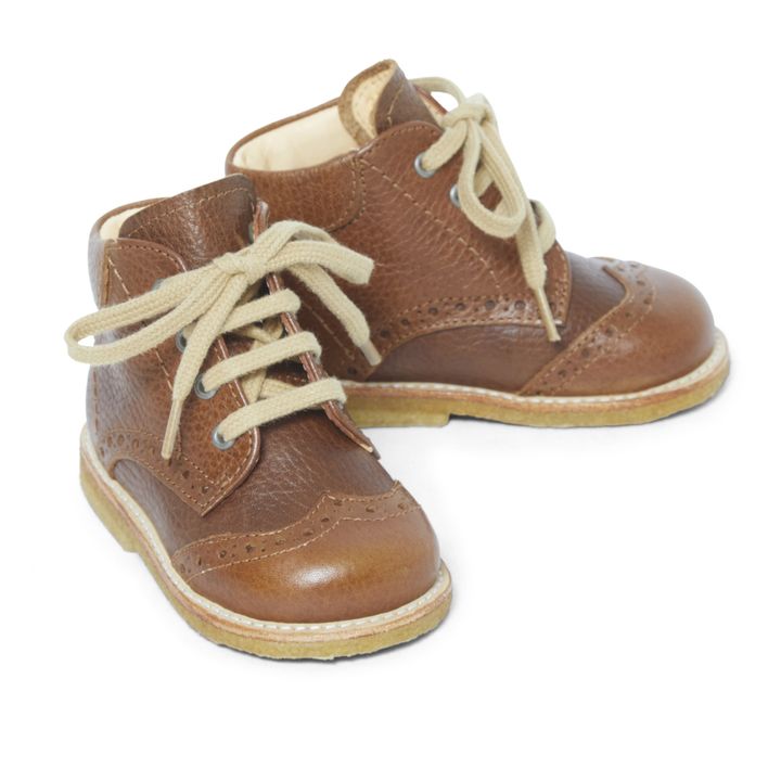 Topstiched Lace-up Boots | Cognac- Product image n°1