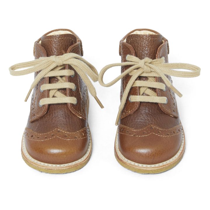 Topstiched Lace-up Boots | Cognac- Product image n°3